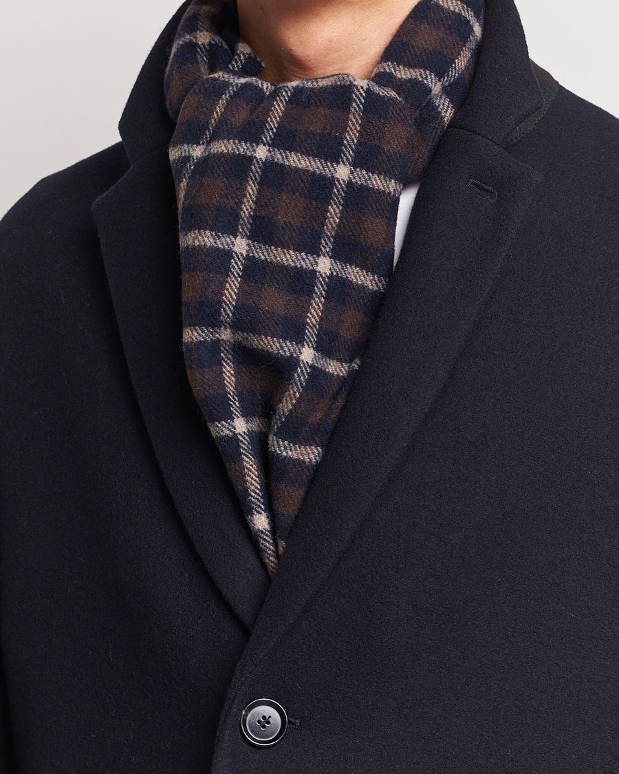 Men | Eton Checked Wool Scarf Dark Brown | Eton | Checked Wool Scarf Dark Brown