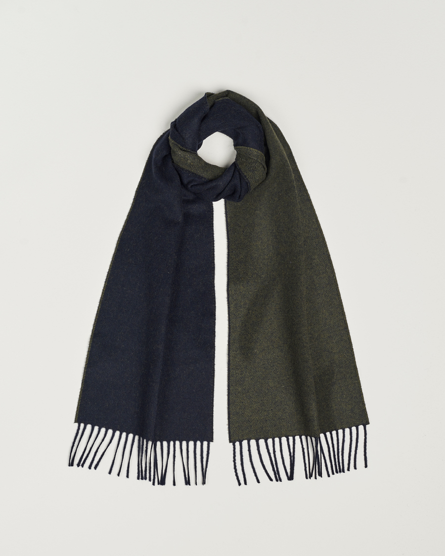 Men | Eton Wool Two-Faced Scarf Green/Navy | Eton | Wool Two-Faced Scarf Green/Navy
