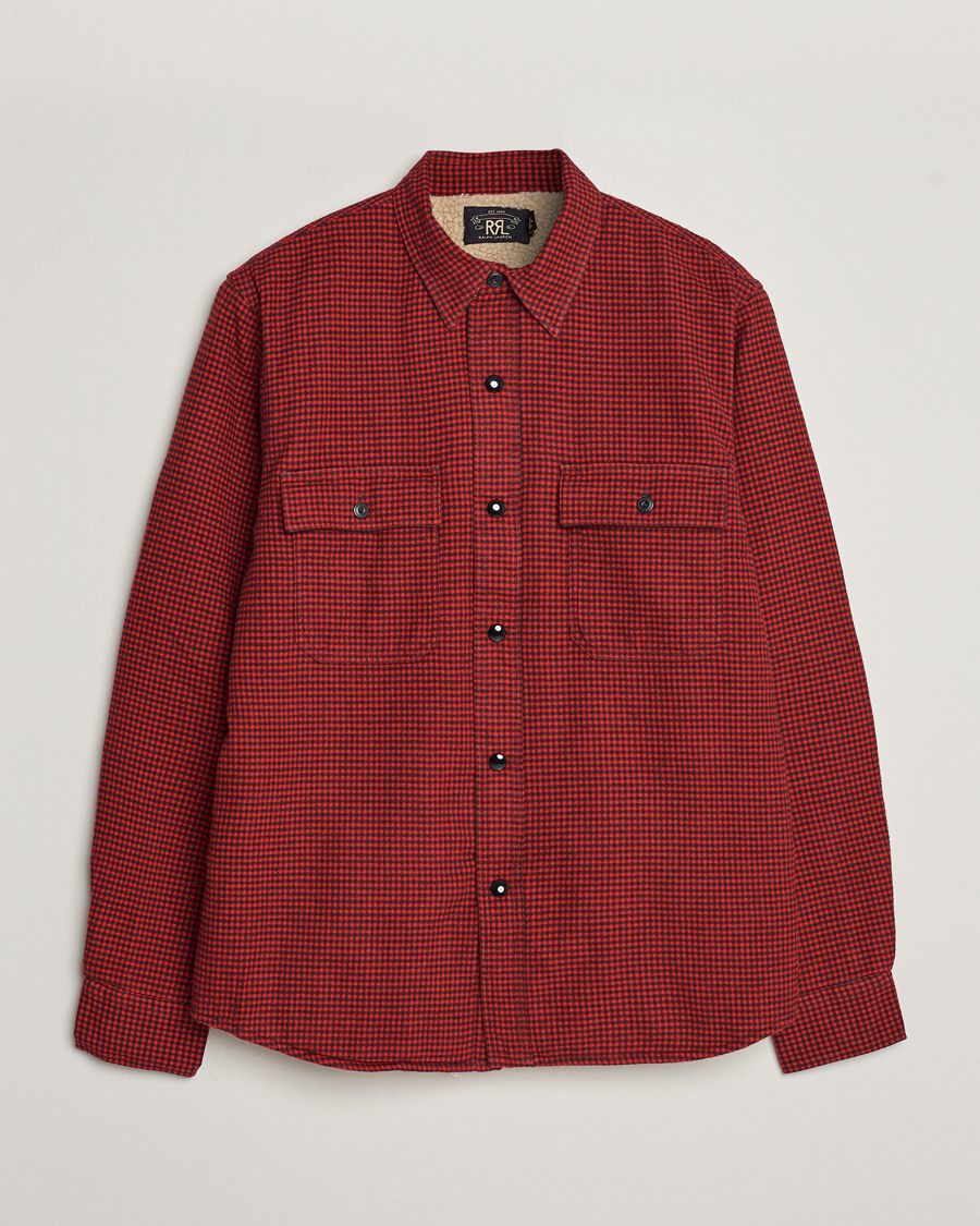 Men | Coats & Jackets | RRL | Vermont Shearling Lined Shirt Jacket Red/Black