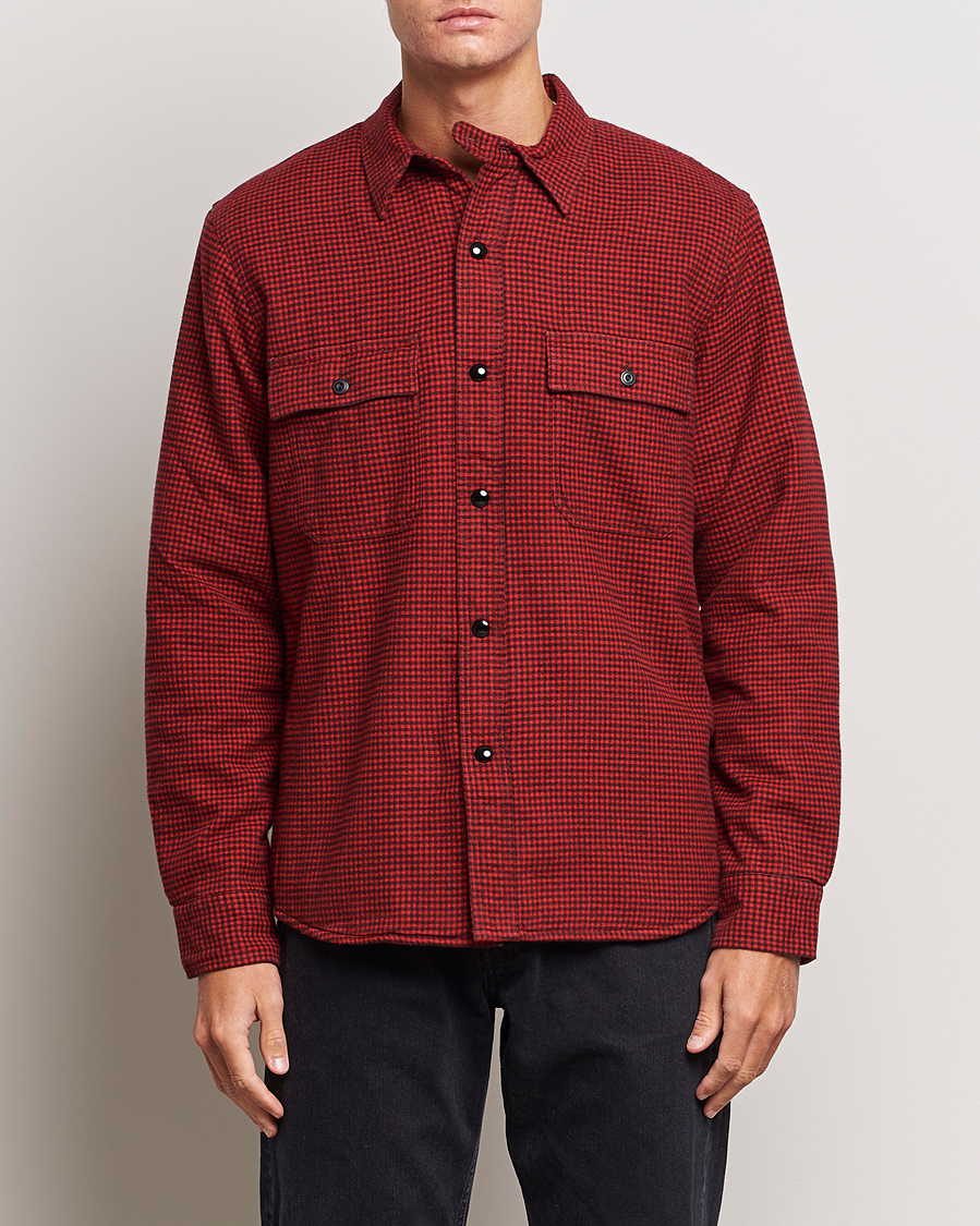 Men | Coats & Jackets | RRL | Vermont Shearling Lined Shirt Jacket Red/Black