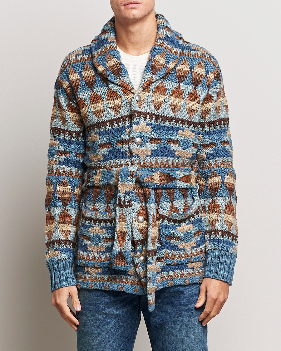 Men | Sweaters & Knitwear | RRL | Ranch Shawl Collar Cardigan Brown/Blue