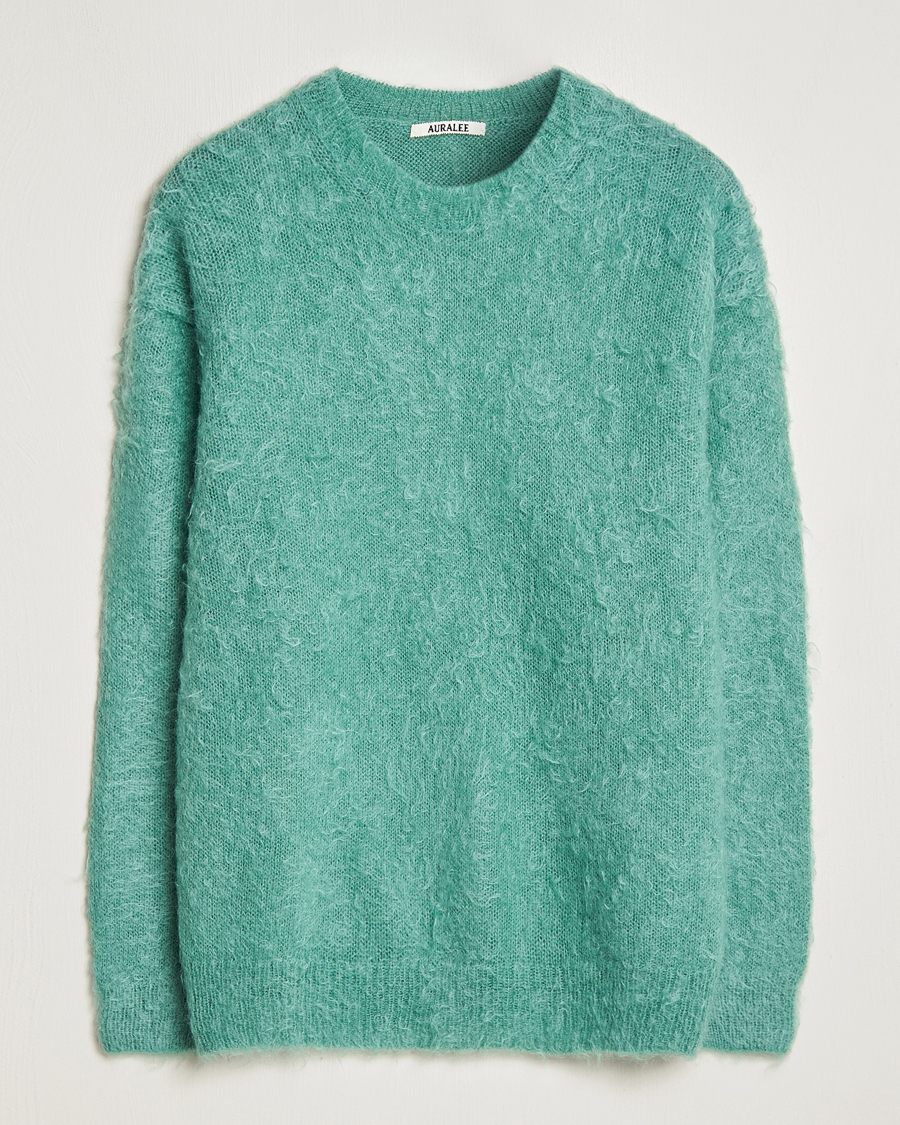 Auralee Brushed Mohair Pullover Jade Green at CareOfCarl.com