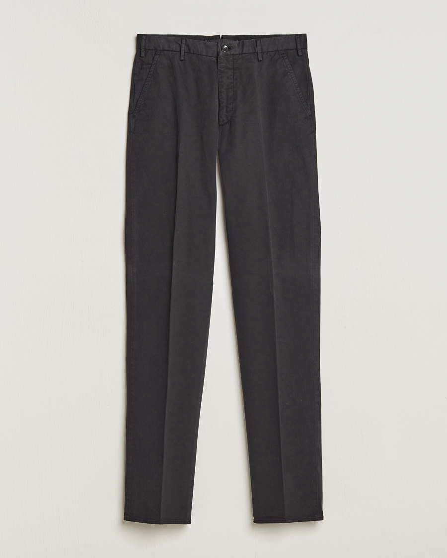 Men | Trousers | Incotex | Straight Fit Cotton Chinos Black