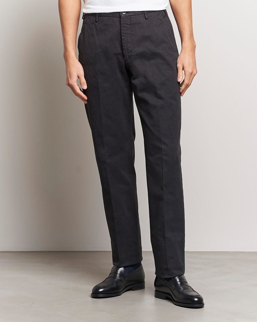 Men | Trousers | Incotex | Straight Fit Cotton Chinos Black