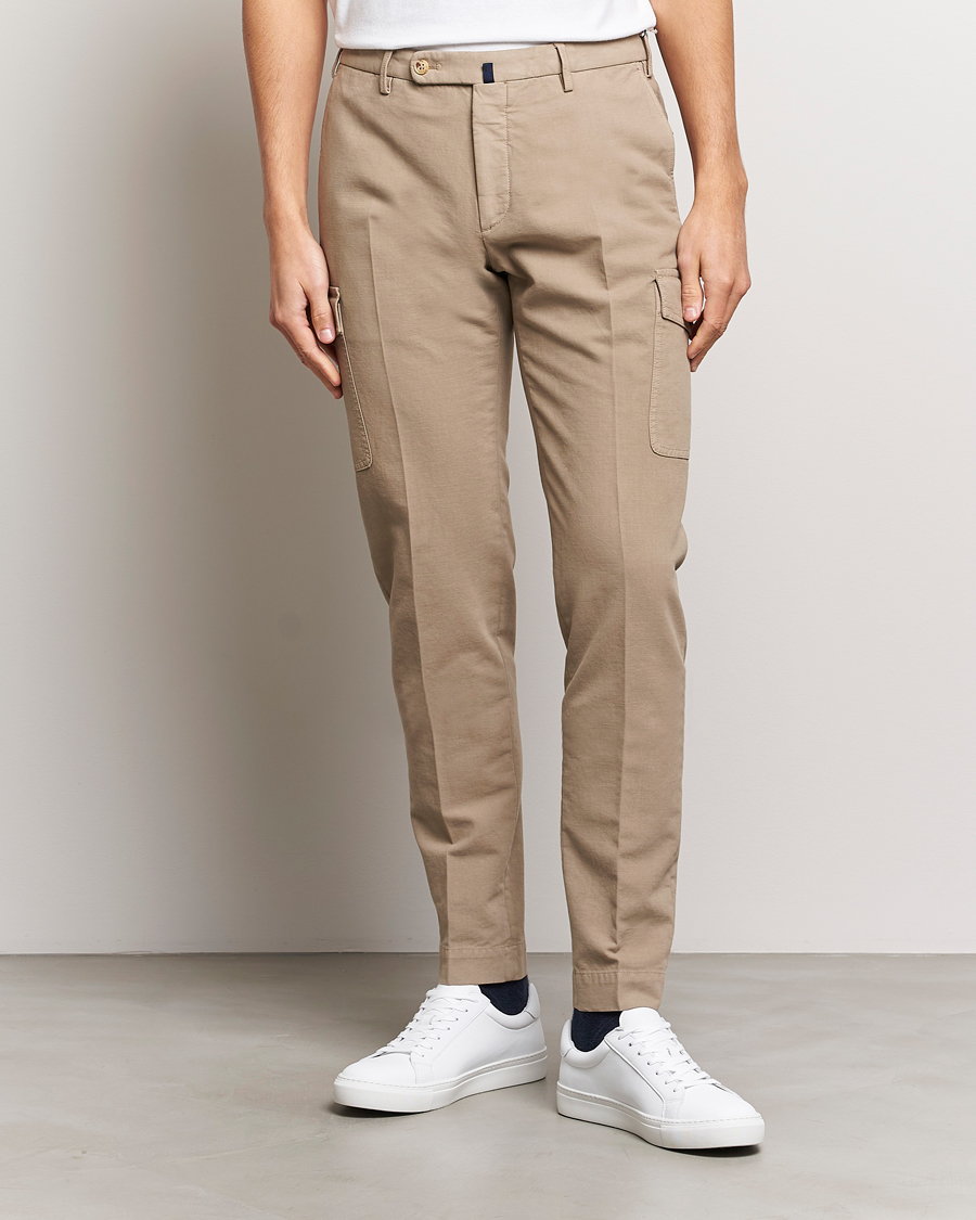 Men | Trousers | Incotex | Slim Fit Cotton Cargo Pocket Trousers Beige