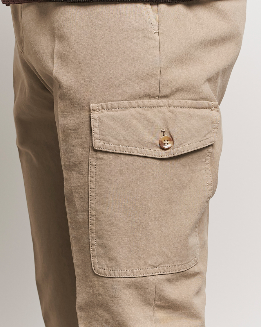 Men | Trousers | Incotex | Slim Fit Cotton Cargo Pocket Trousers Beige