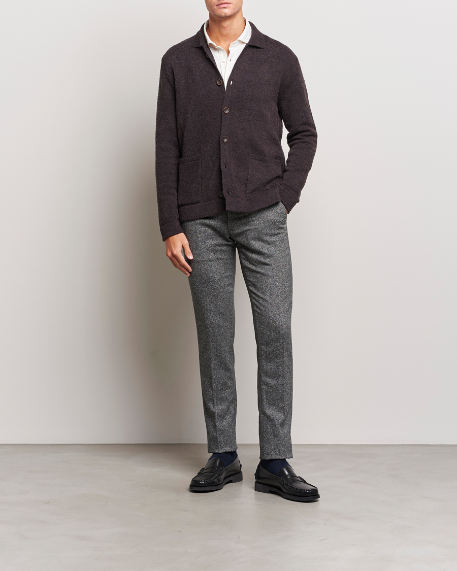 Men | Trousers | Incotex | Slim Fit Washed Wool/Silk Slacks Grey Melange
