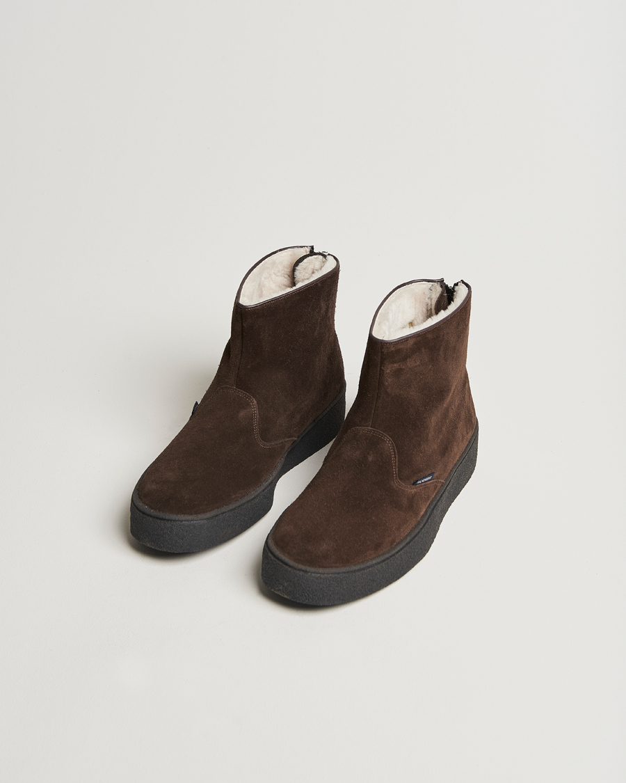 Men | Sanders Sherling Lined Suede Curling Boot Chocolate | Sanders | Sherling Lined Suede Curling Boot Chocolate