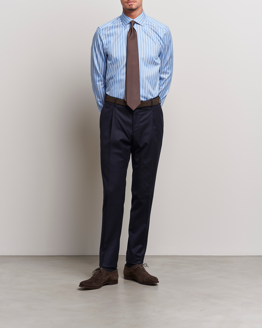 Men | Shirts | Stenströms | Slimline Striped Cut Away Shirt Blue