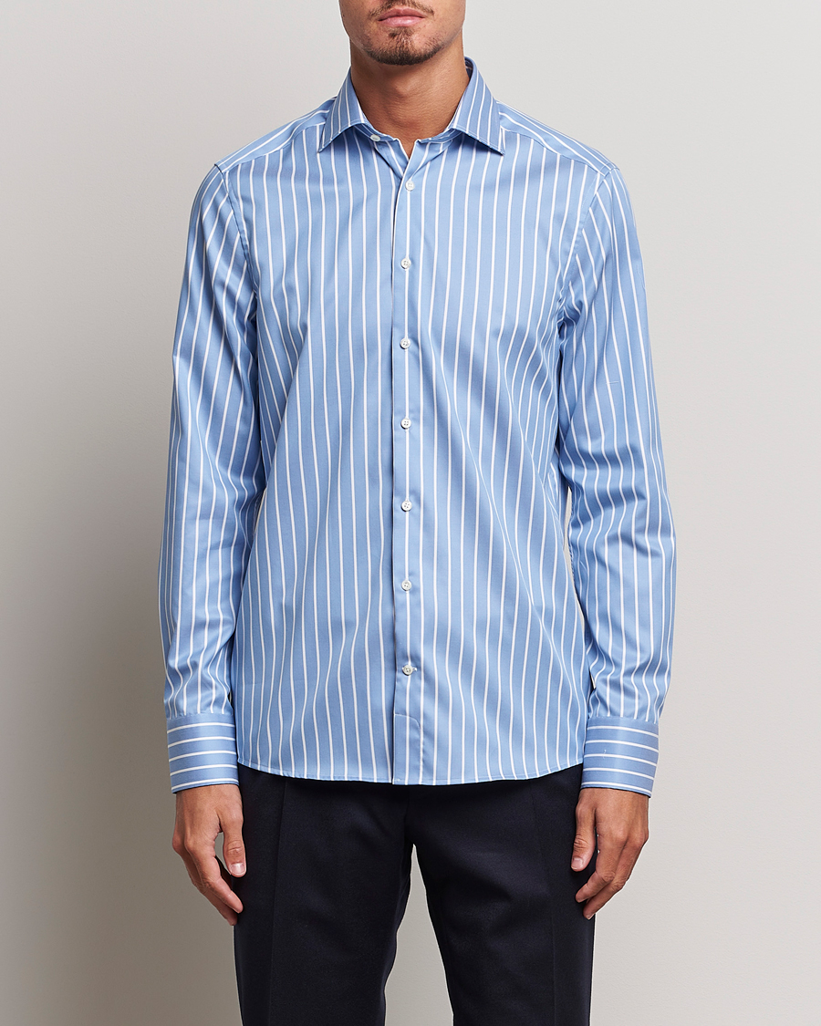 Men | Shirts | Stenströms | Slimline Striped Cut Away Shirt Blue