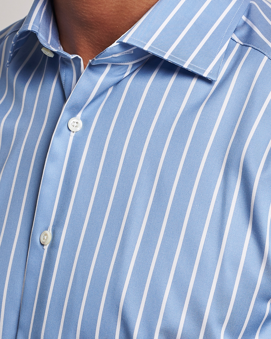 Men | Shirts | Stenströms | Slimline Striped Cut Away Shirt Blue