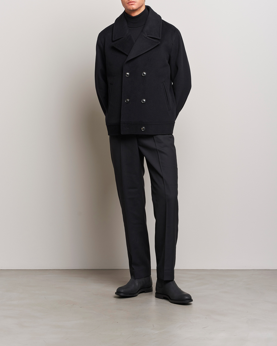 Men | Coats & Jackets | J.Lindeberg | Don Double Breasted Wool/Cashmere Jacket Black