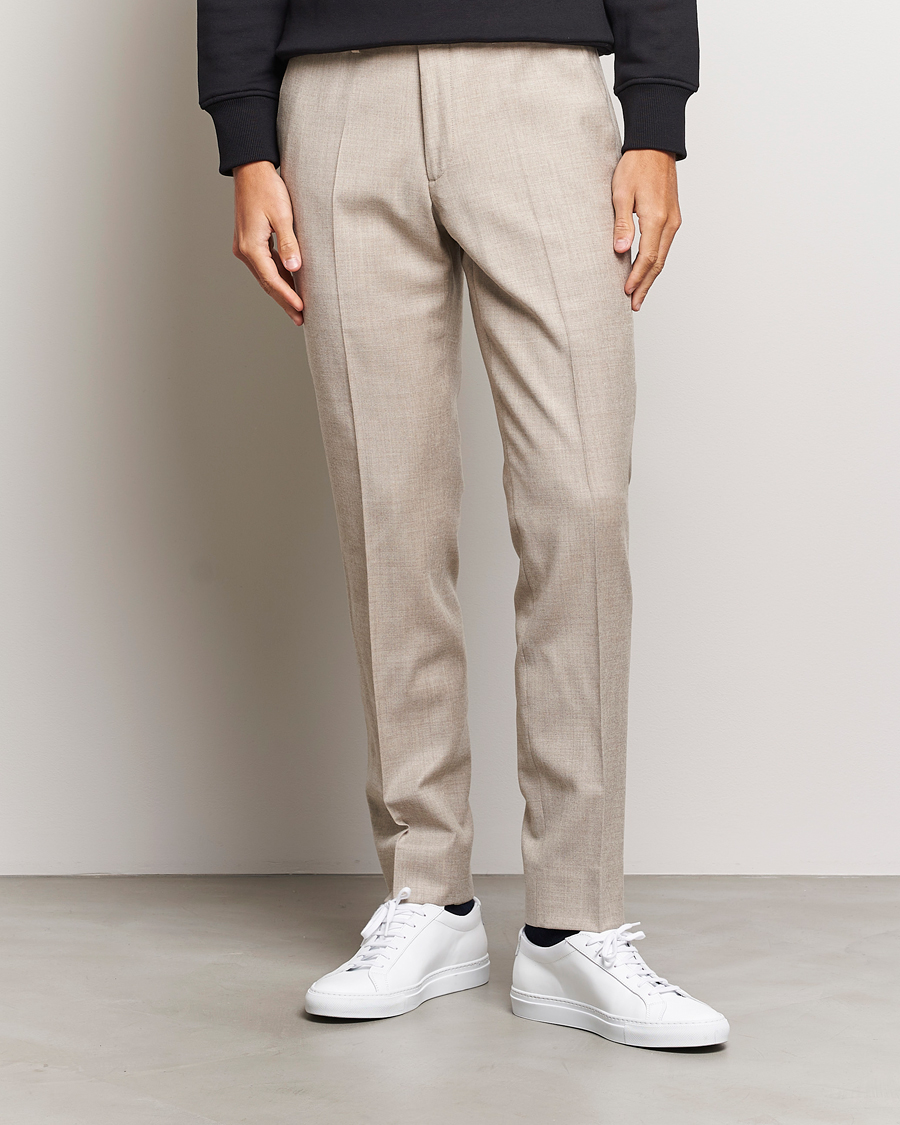 Men | Trousers | J.Lindeberg | Grant Stretch Flannel Trousers Oyster Grey