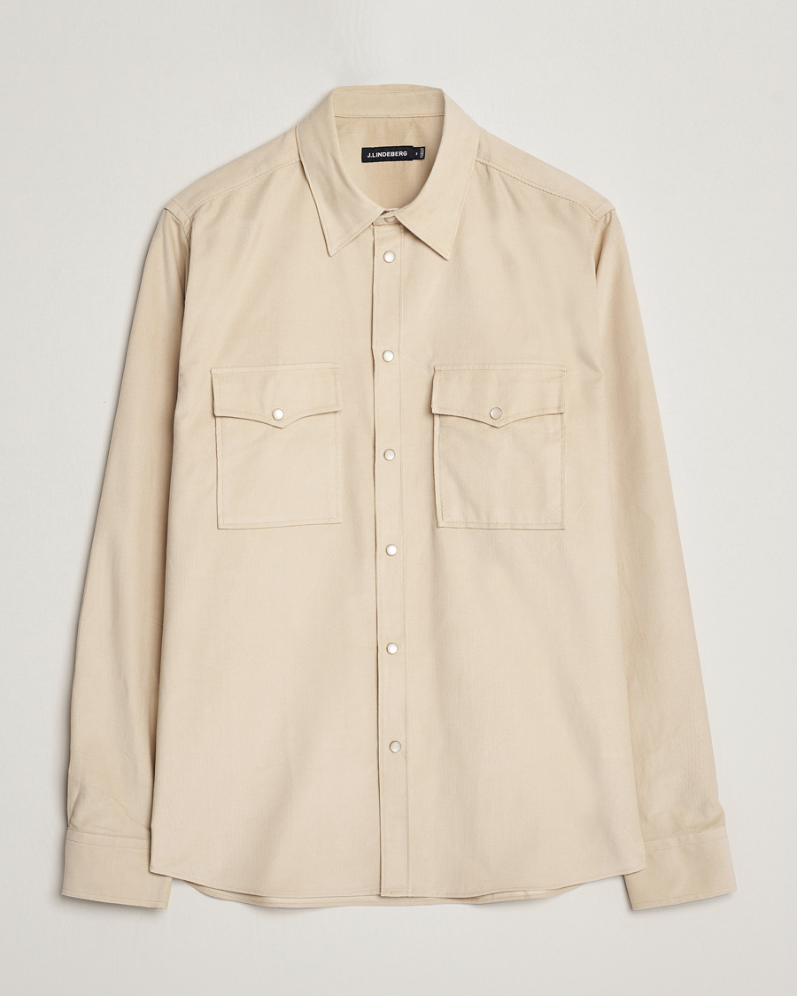 Men | Shirts | J.Lindeberg | Carlos Reg Cord Shirt Oyster Grey