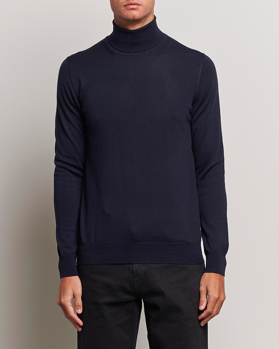 Men | Sweaters & Knitwear | J.Lindeberg | Lyd True Merino Polo Navy