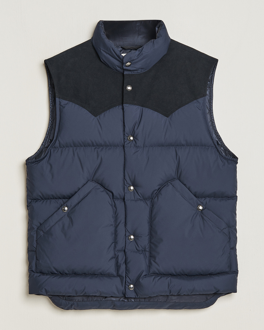 Men | Coats & Jackets | Woolrich | Western Down Vest Melton Blue