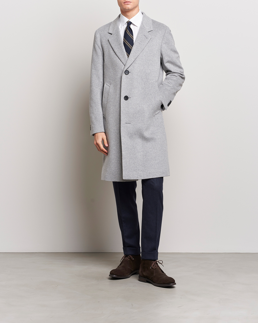 Men | Coats & Jackets | Oscar Jacobson | Shaw Wool/Cashmere Coat Light Grey