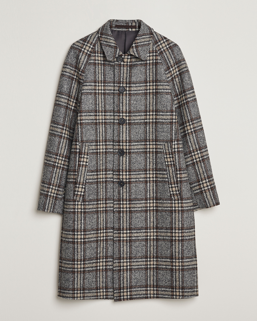 Men | Coats & Jackets | Oscar Jacobson | Sala Checked Raglan Wool Coat Brown