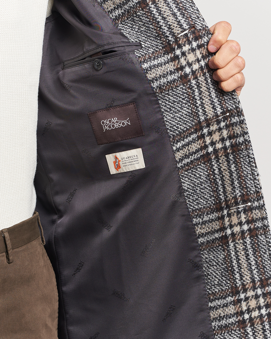 Men | Coats & Jackets | Oscar Jacobson | Sala Checked Raglan Wool Coat Brown