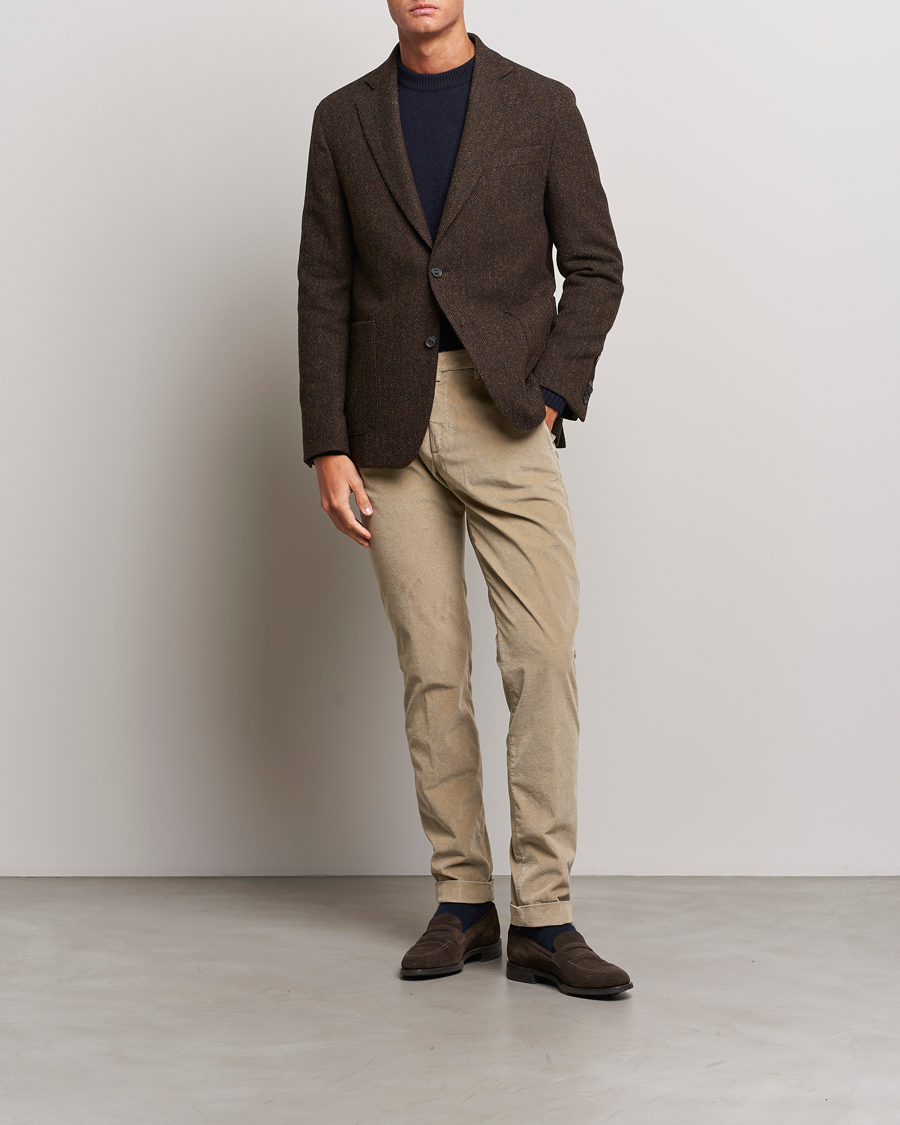Men | Blazers | Oscar Jacobson | Fogerty Moon Herringbone Tweed Blazer Brown