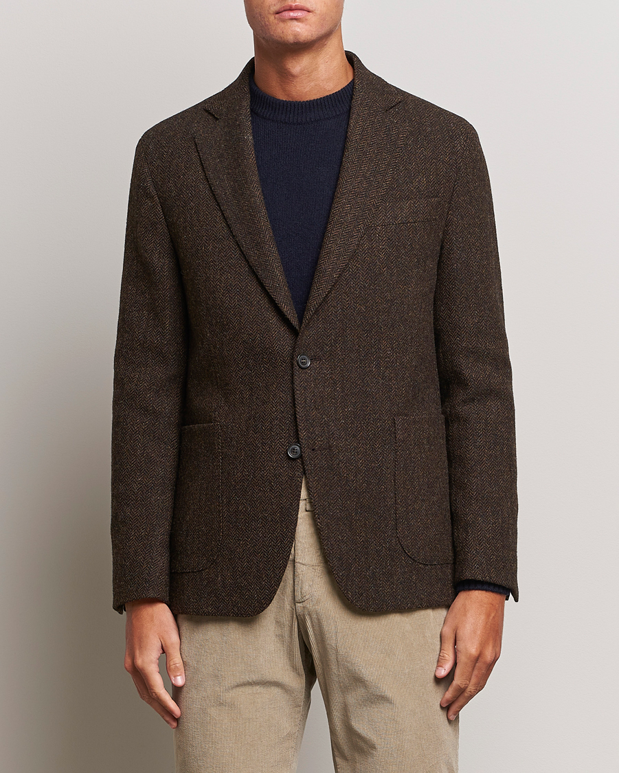 Men | Blazers | Oscar Jacobson | Fogerty Moon Herringbone Tweed Blazer Brown