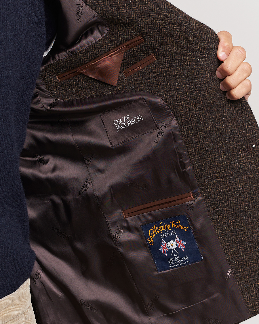 Men | Blazers | Oscar Jacobson | Fogerty Moon Herringbone Tweed Blazer Brown
