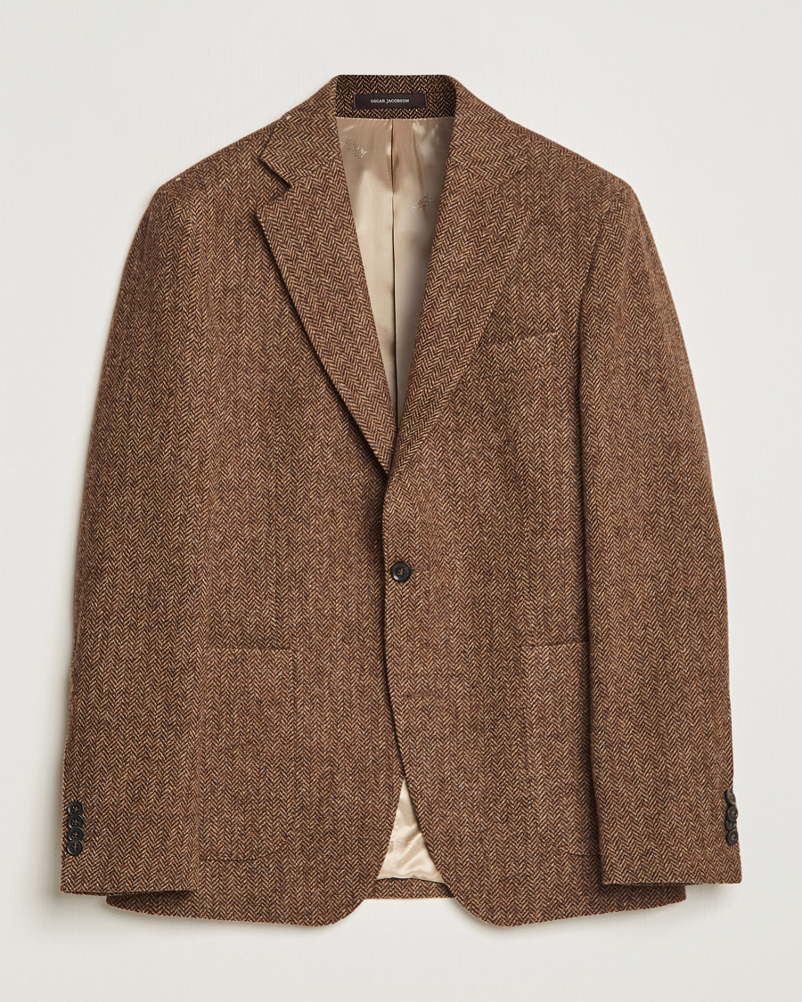 Men | Blazers | Oscar Jacobson | Fogerty Moon Herringbone Tweed Blazer Beige