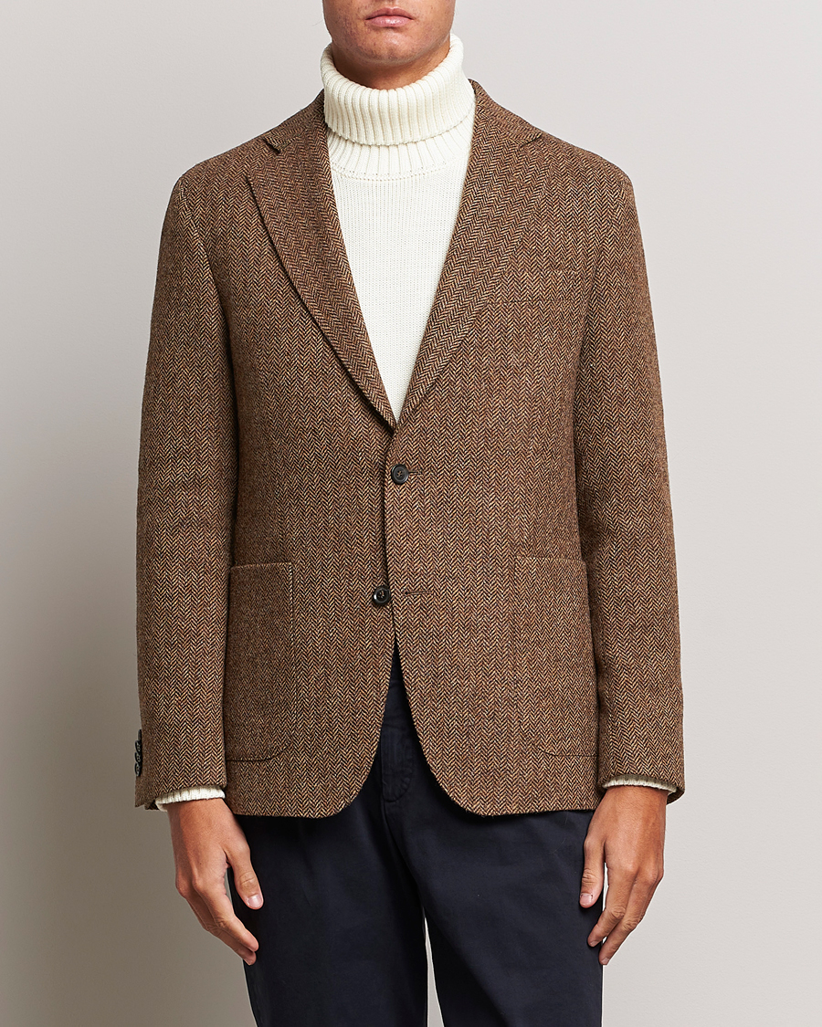 Men | Blazers | Oscar Jacobson | Fogerty Moon Herringbone Tweed Blazer Beige