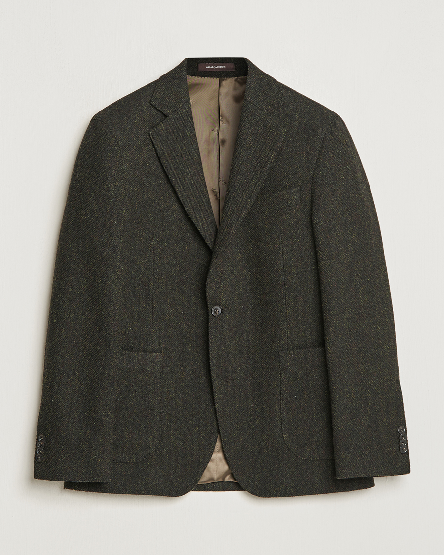 Men | Blazers | Oscar Jacobson | Fogerty Moon Herringbone Tweed Blazer Green