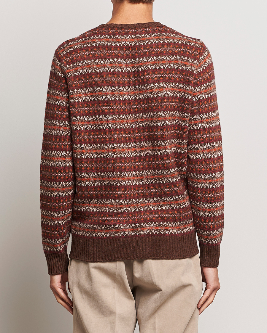 Men | Sweaters & Knitwear | Oscar Jacobson | Pete Fairisle Wool/Cashmere Crewneck Red