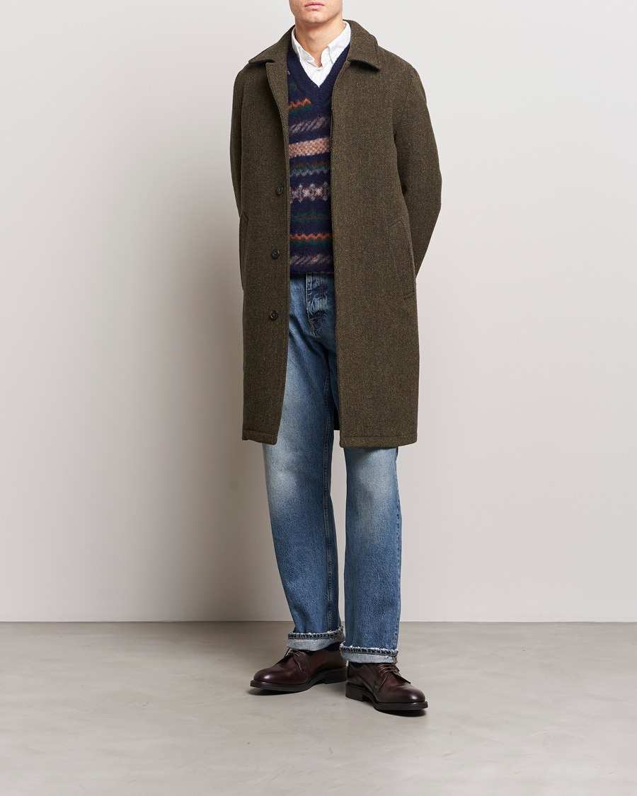 Men | Coats & Jackets | Baracuta | Paul Herringbone Wool Coat Bark