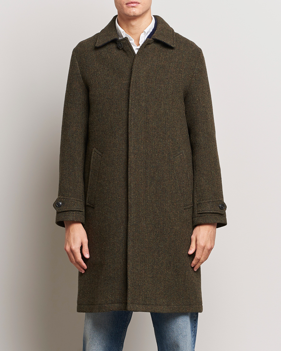 Men | Coats & Jackets | Baracuta | Paul Herringbone Wool Coat Bark