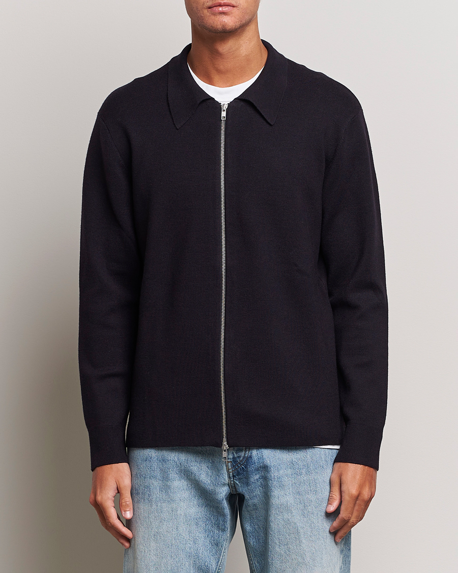 Men | Sweaters & Knitwear | NN07 | Harald Cotton/Modal Full Zip Navy Blue