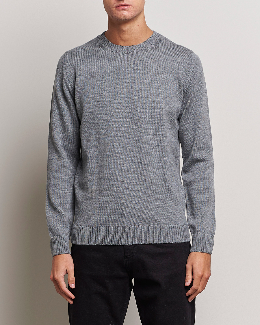 Men | Sweaters & Knitwear | Stenströms | Chunky Merino Crew Neck Grey