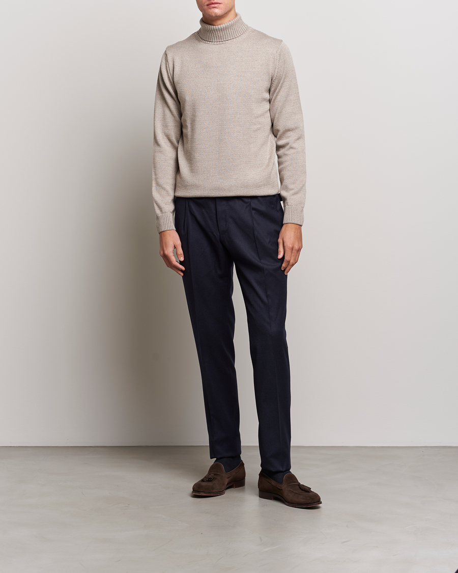 Men | Sweaters & Knitwear | Stenströms | Chunky Merino Rollneck Beige