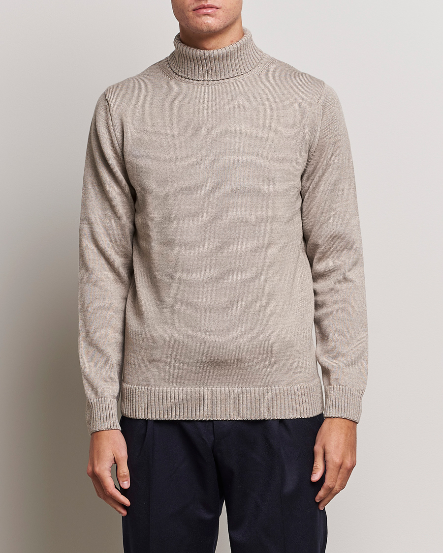 Men | Sweaters & Knitwear | Stenströms | Chunky Merino Rollneck Beige