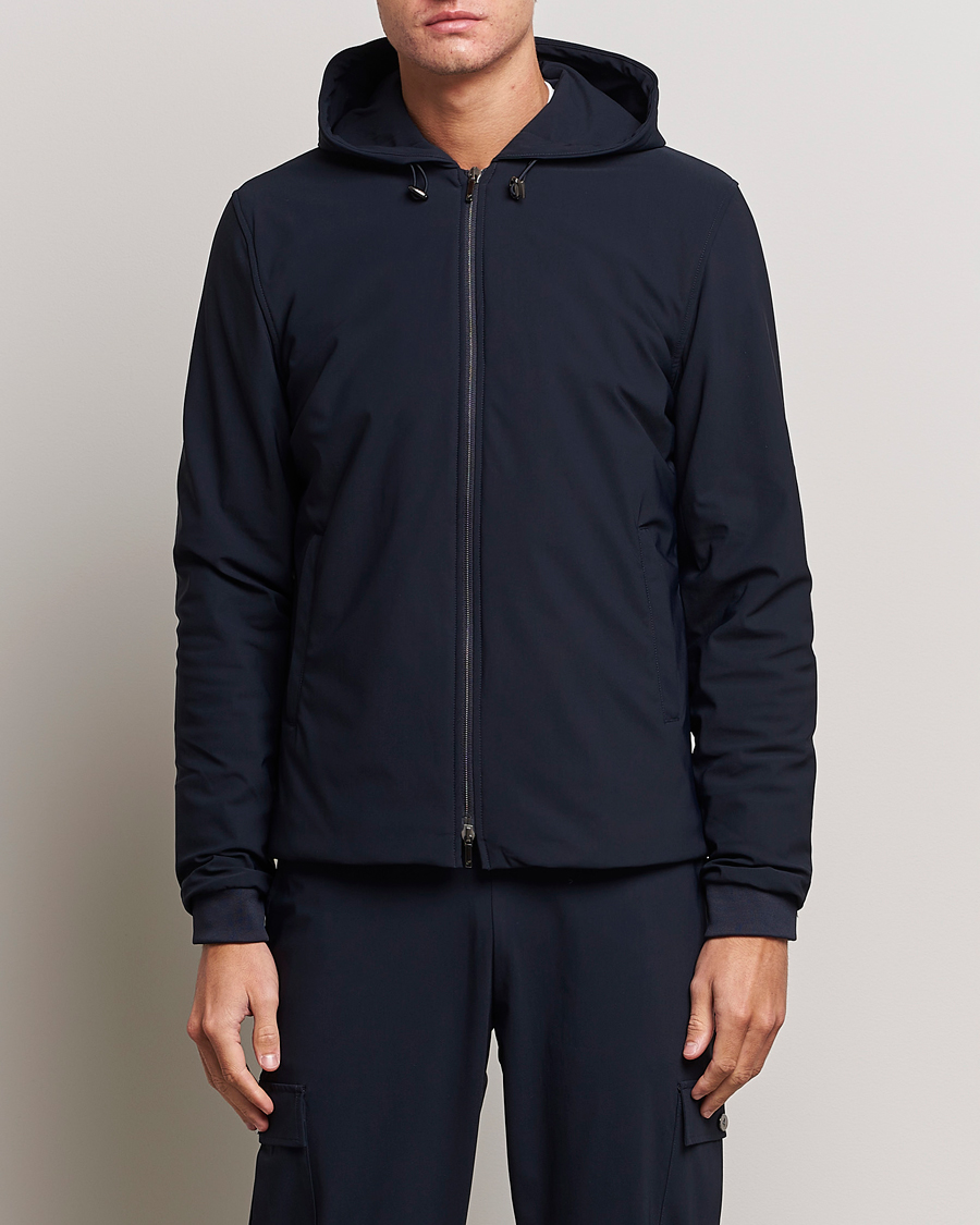 Men | Coats & Jackets | Stenströms | Active Jersey Leisure Hood Jacket Navy