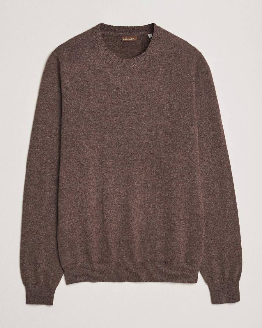 Men | Sweaters & Knitwear | Stenströms | Cashmere Crewneck Dark Brown