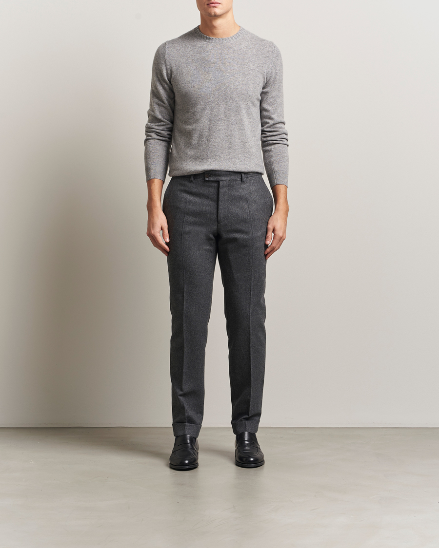 Men | Sweaters & Knitwear | Stenströms | Cashmere Crewneck Grey