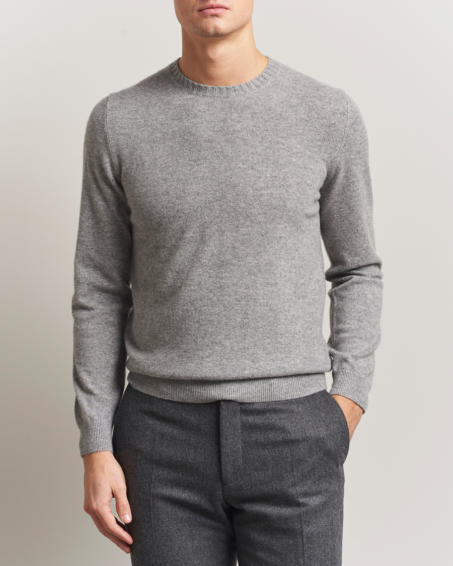 Men | Sweaters & Knitwear | Stenströms | Cashmere Crewneck Grey