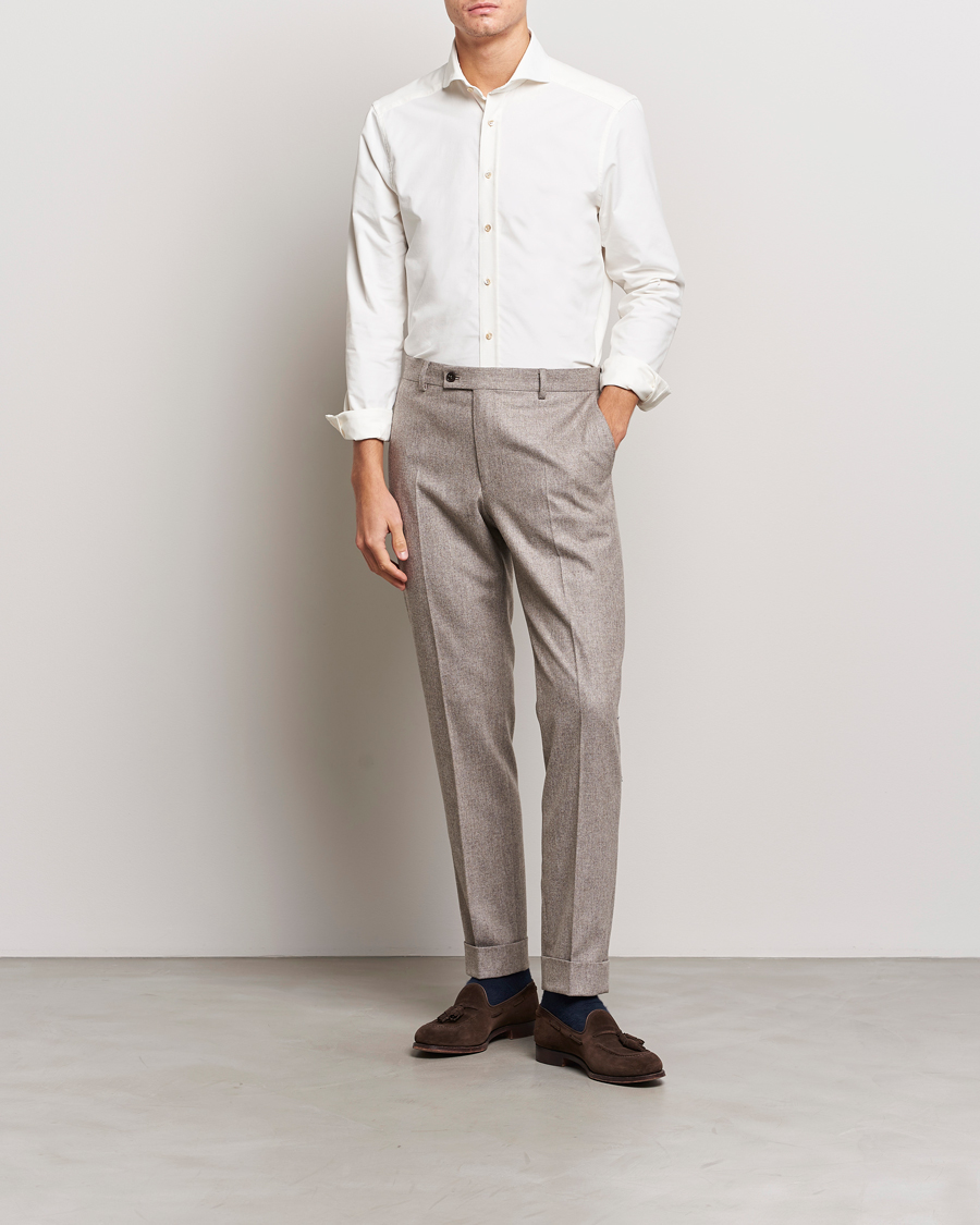 Men | Shirts | Stenströms | Slimline Cut Away Corduroy Shirt White
