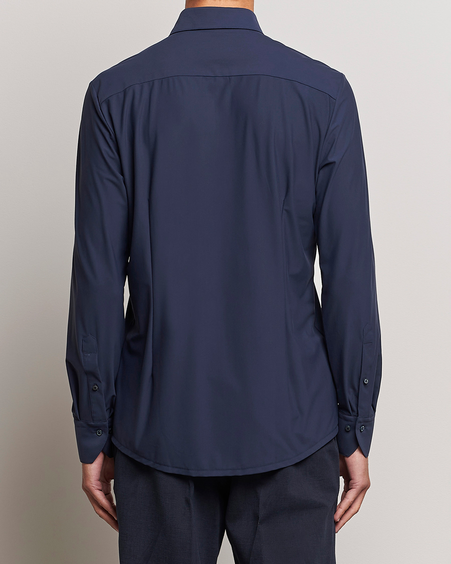 Men | Shirts | Stenströms | Slimline Cut Away 4-Way Stretch Shirt Navy
