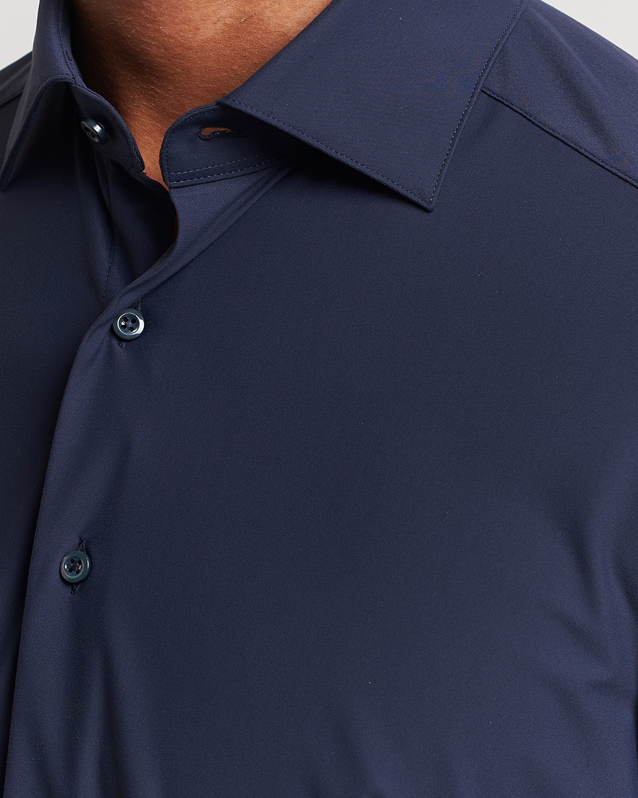 Men | Shirts | Stenströms | Slimline Cut Away 4-Way Stretch Shirt Navy
