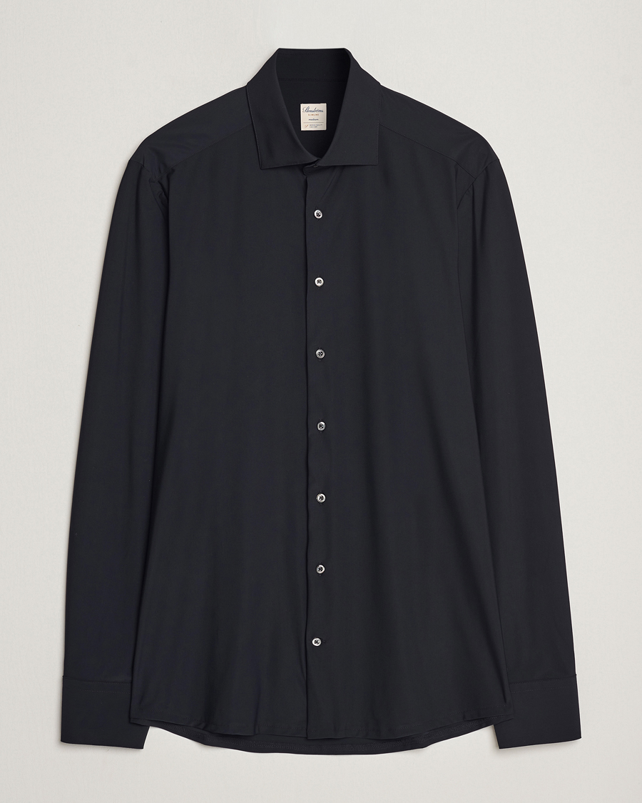 Men | Shirts | Stenströms | Slimline Cut Away 4-Way Stretch Shirt Black