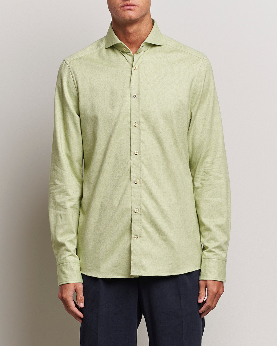 Men | Shirts | Stenströms | Slimline Flannel Shirt Green