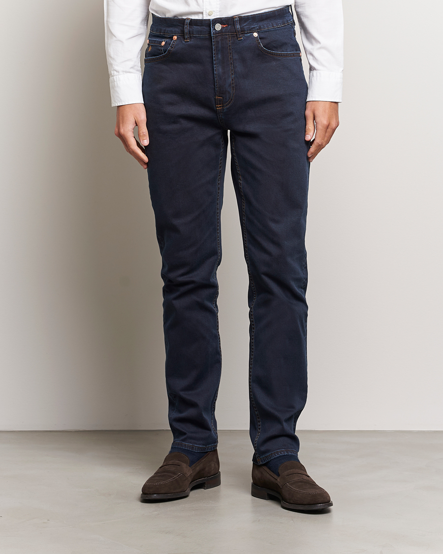 Men | Trousers | Morris | James Satin Jeans Dark Blue