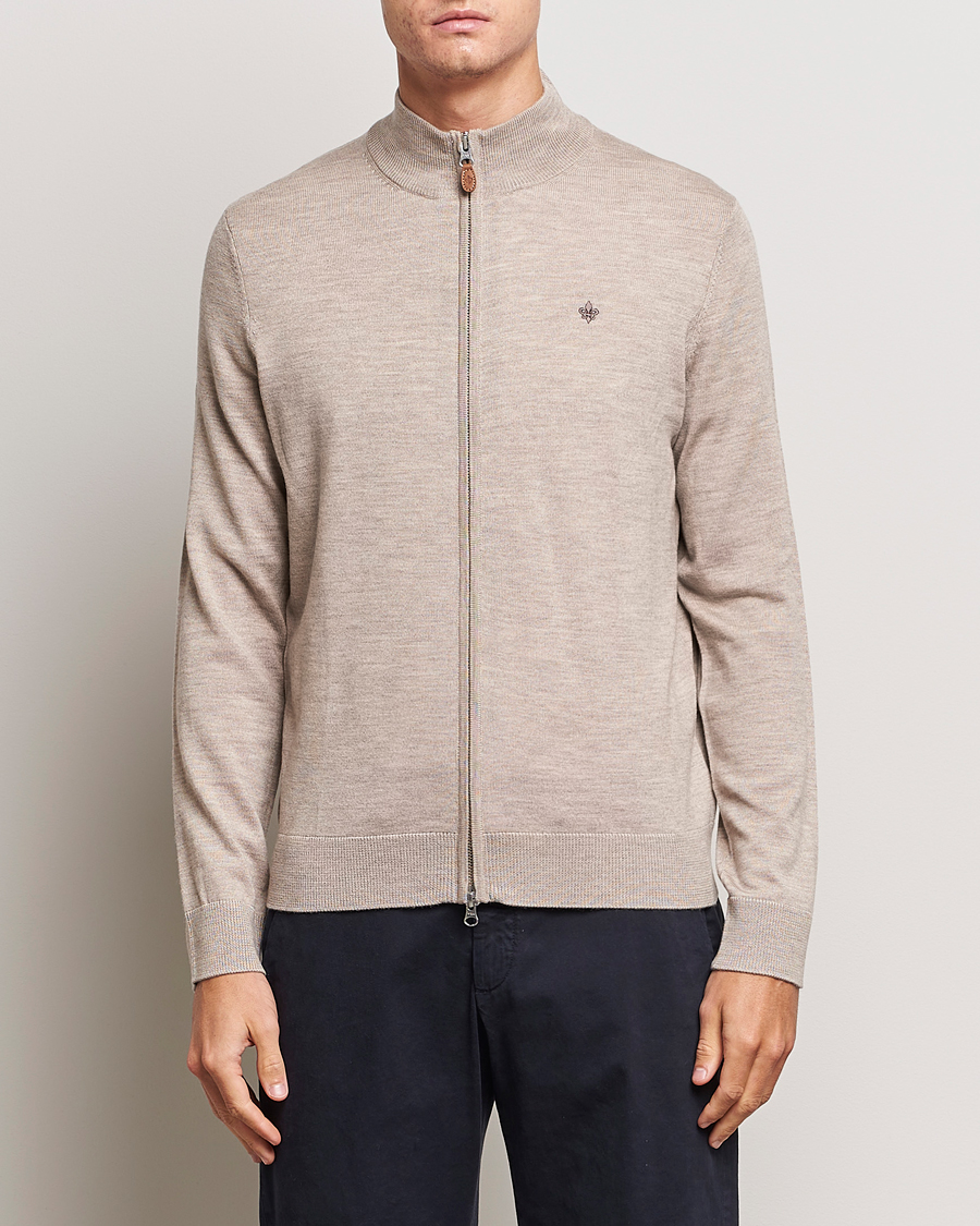 Men | Sweaters & Knitwear | Morris | Merino Zip Cardigan Khaki
