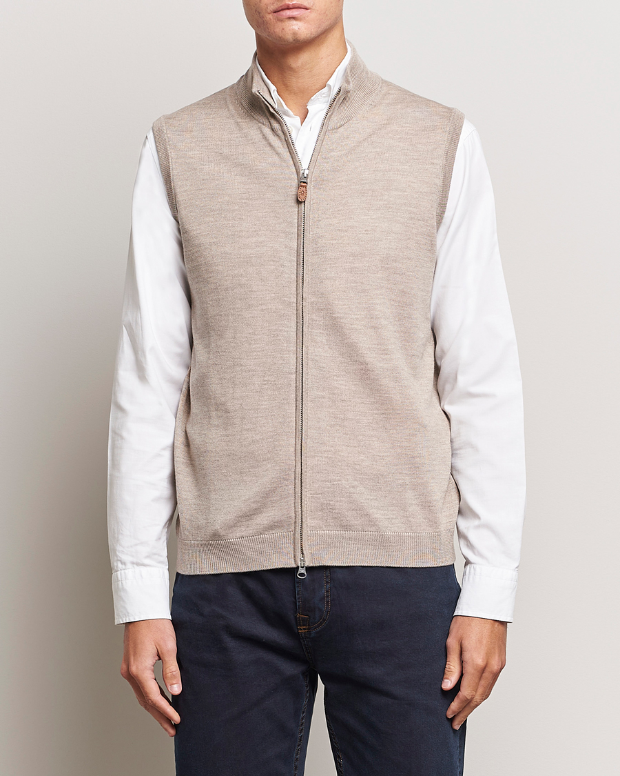 Men | Sweaters & Knitwear | Morris | Merino Zip Vest Khaki