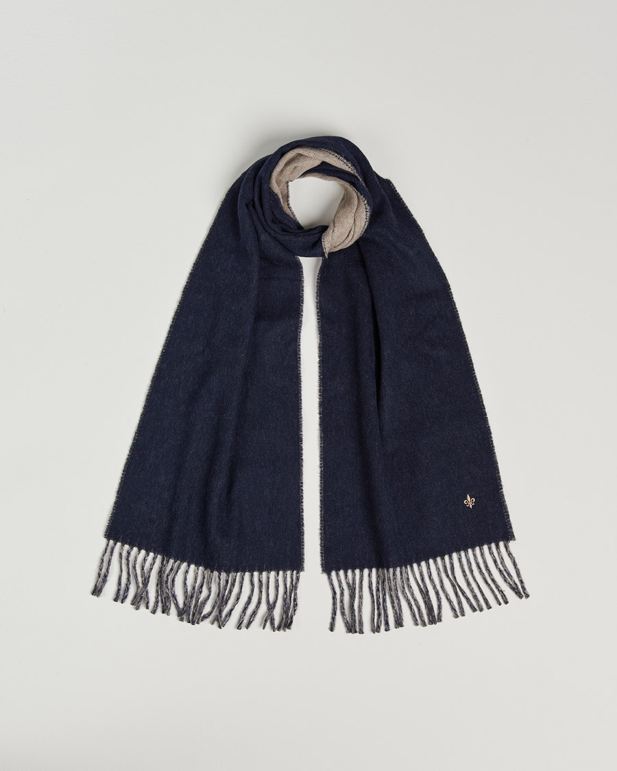Men | Morris Double Face Wool Scarf Navy | Morris | Double Face Wool Scarf Navy