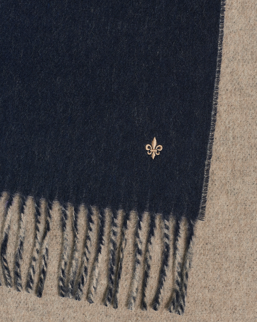 Men | Morris Double Face Wool Scarf Navy | Morris | Double Face Wool Scarf Navy